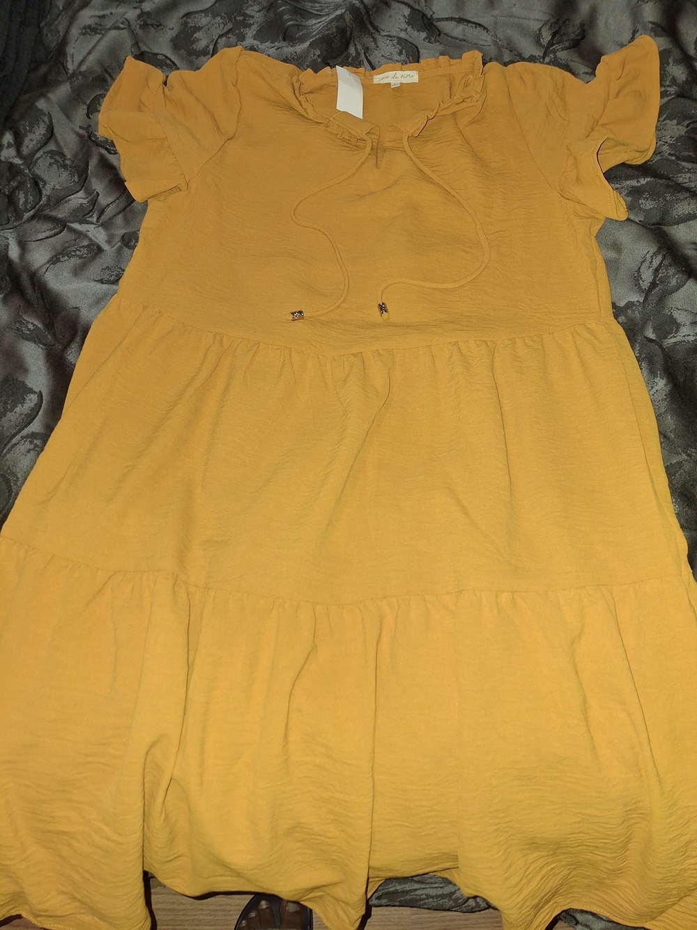 Womens Mustard Yellow Tiered Dress